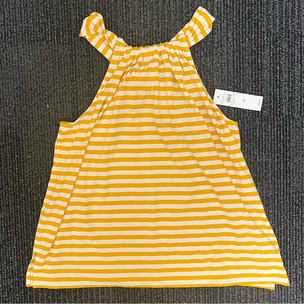 NWT Ann Taylor Tank Top Blouse yellow‎ white stripes size medium